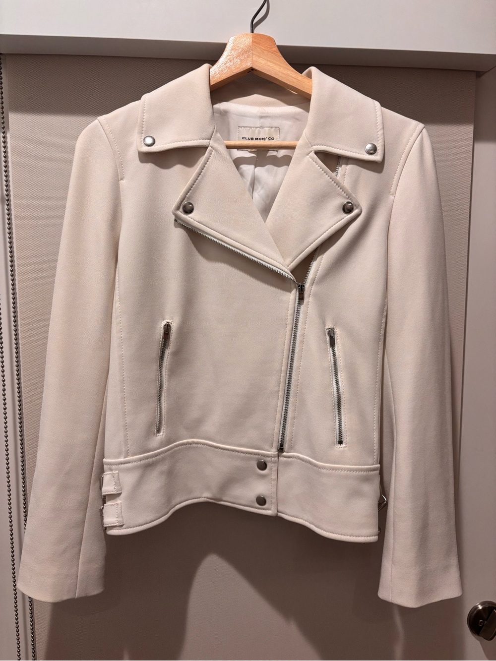 Club Monaco Off-White Linen Moto Jacket